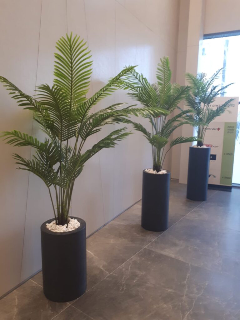 עציץ מלאכותי כד שחור עגול דקל