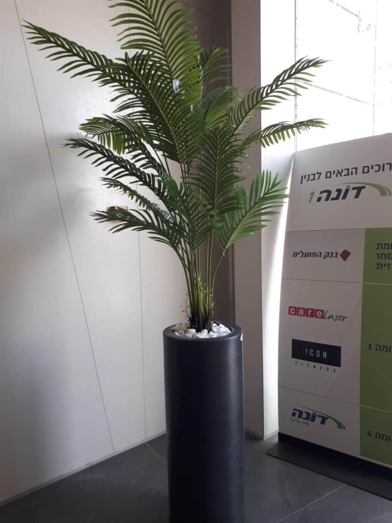 עציץ מלאכותי כד שחור עגול דקל